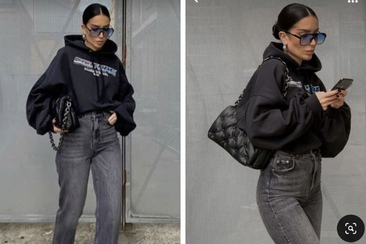 Hoodie phối quần jean ôm