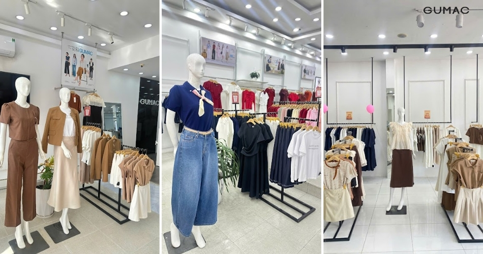 khong gian trung bay tai shop quan ao gumac chi nhanh tra vinh