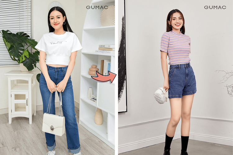tái chế quần jean cũ thành quần short