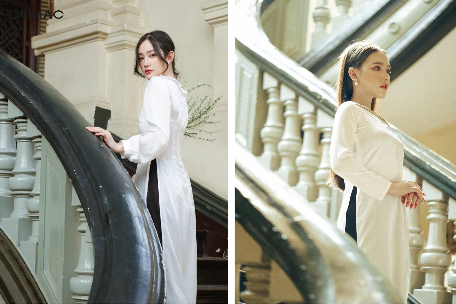 tao dang chup anh o cau thang voi ao dai