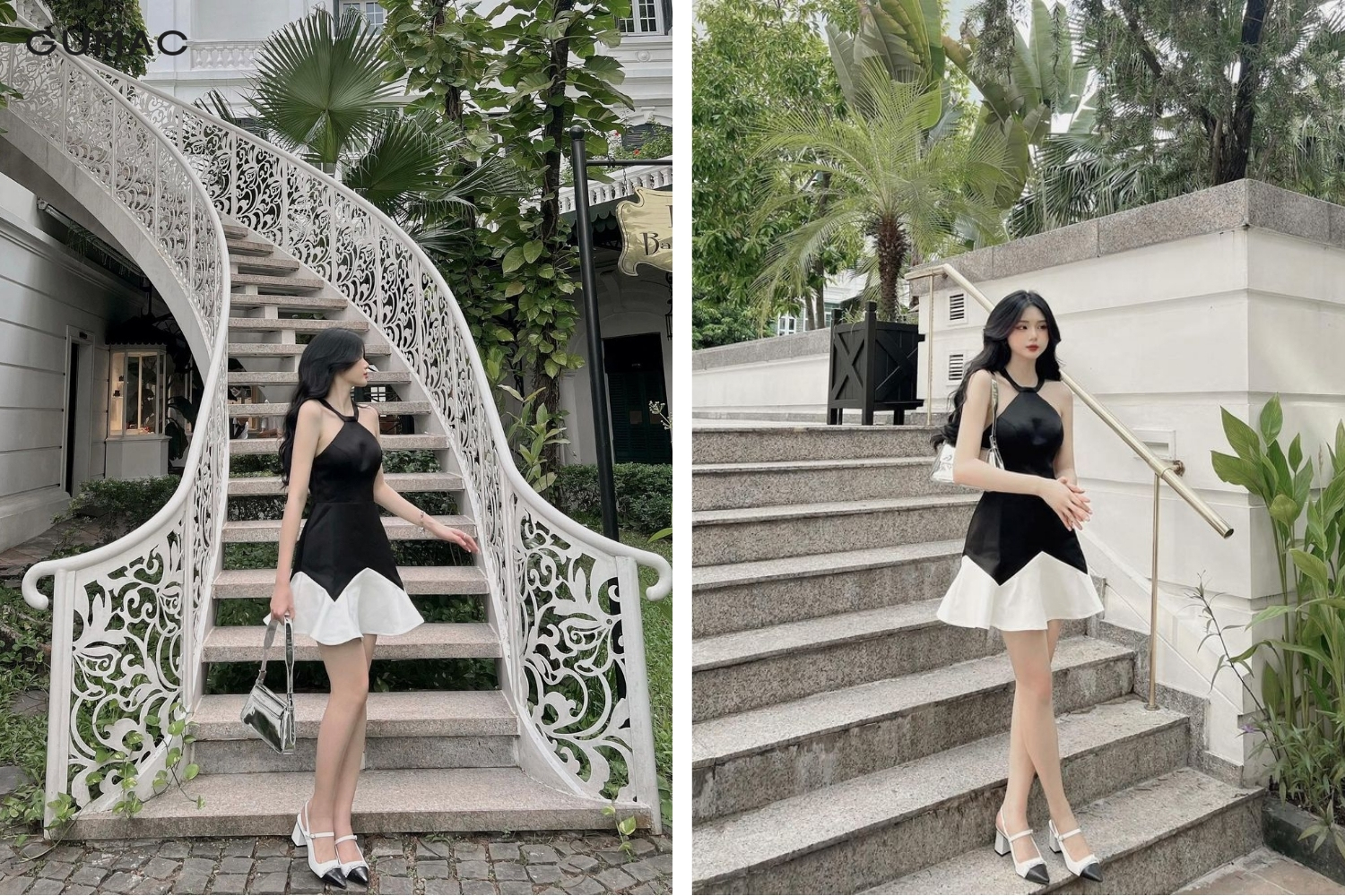 tao dang chup anh cau thang mac vay dep