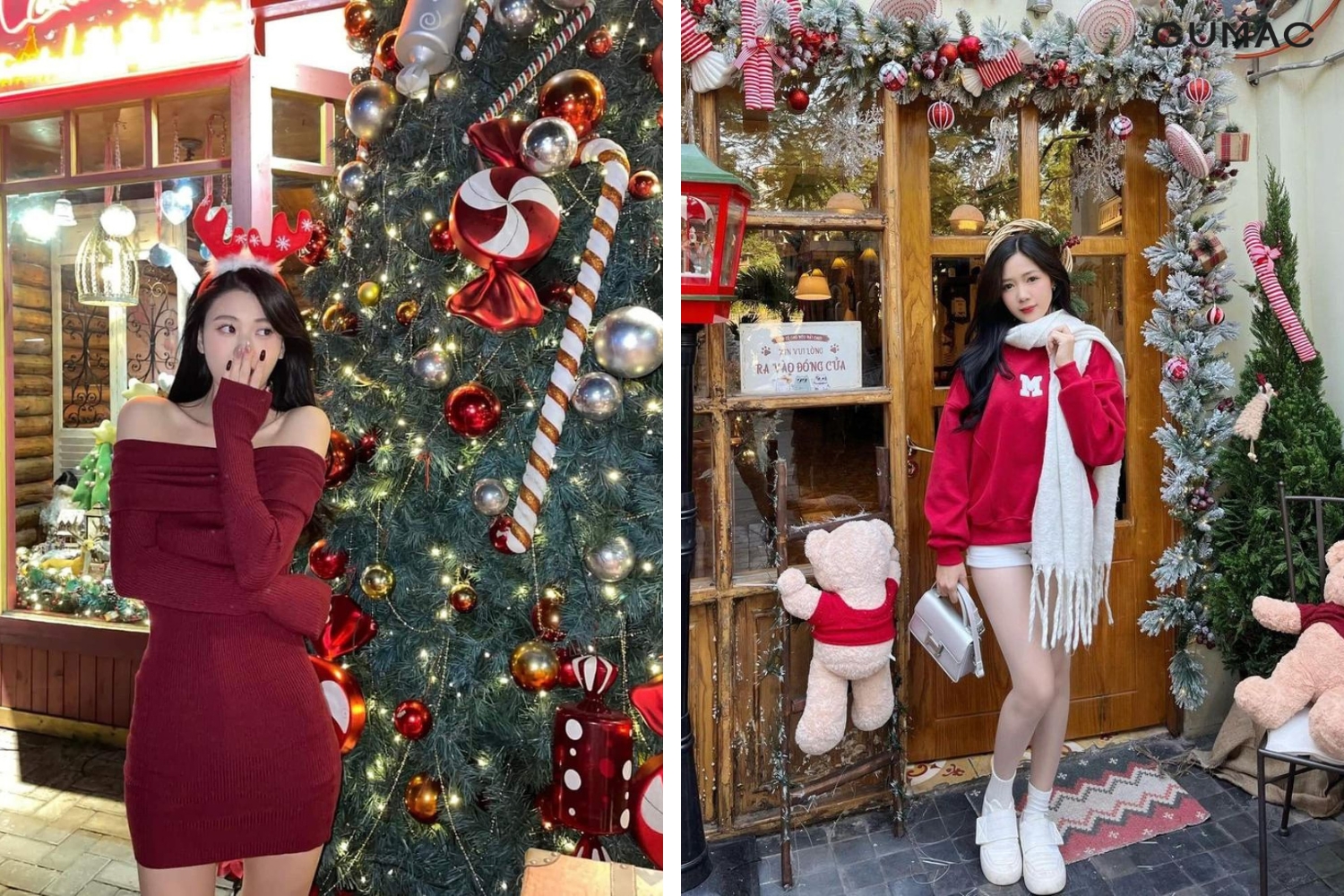 tao dang chup anh truoc cua hang ban do noel