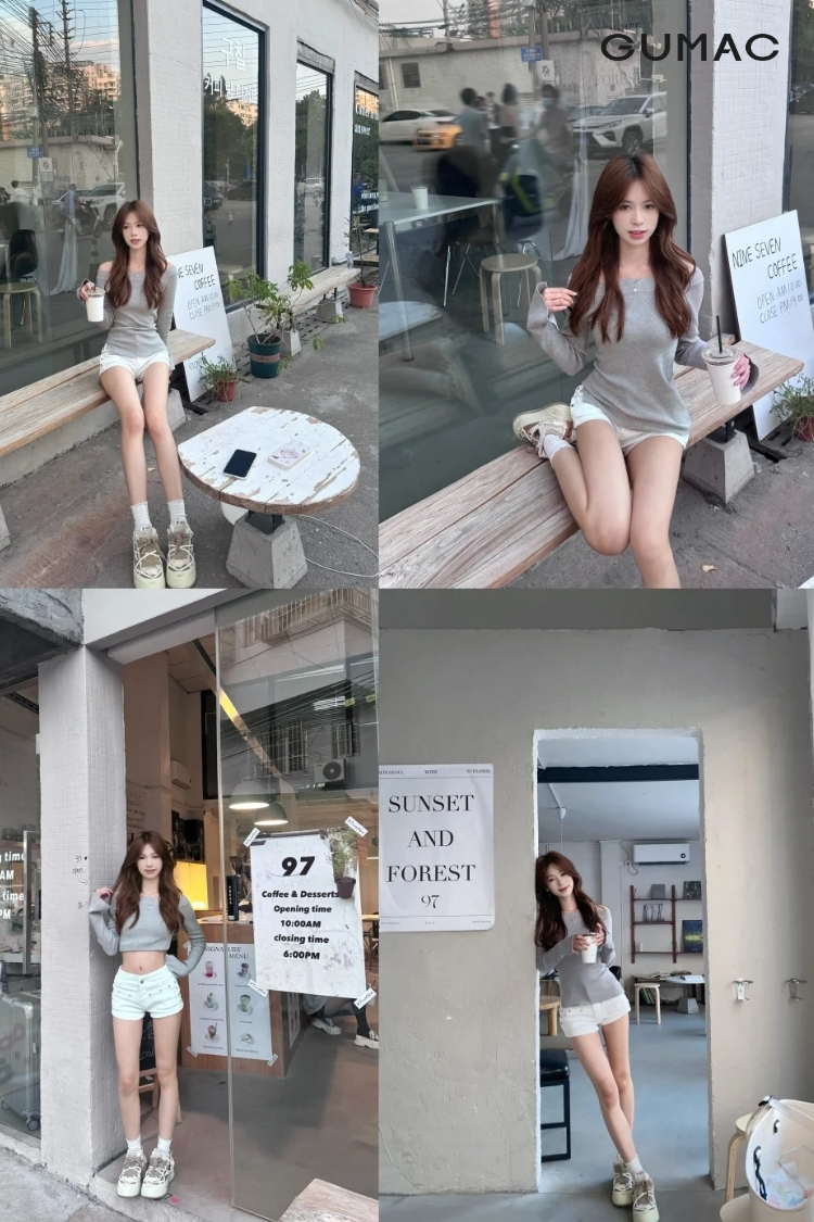 pose dang chup anh o quan cafe bat goc khi dang di lai