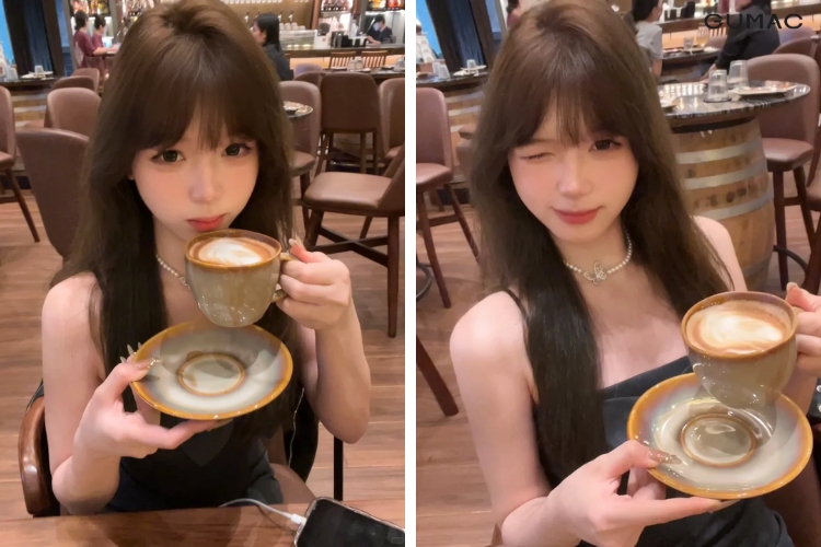tao chup anh tay cam coc cafe