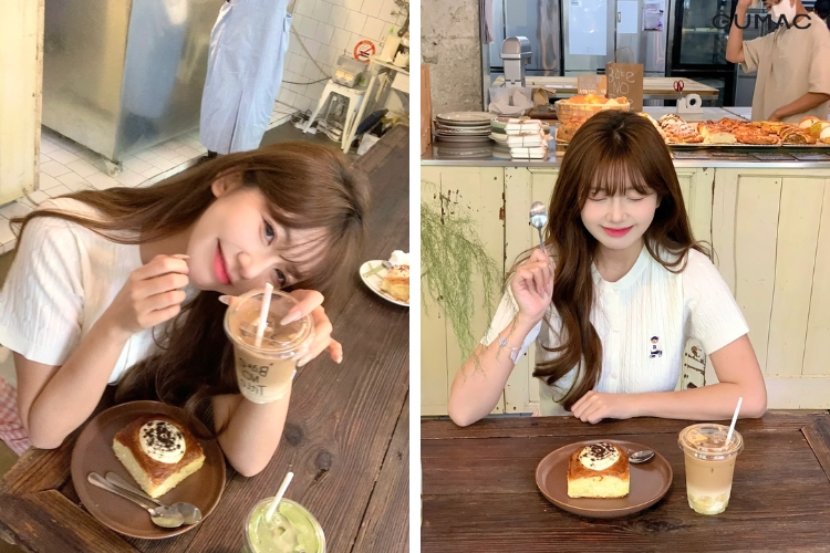  pose dang chup anh voi banh ngot banh kem tai quan cafe