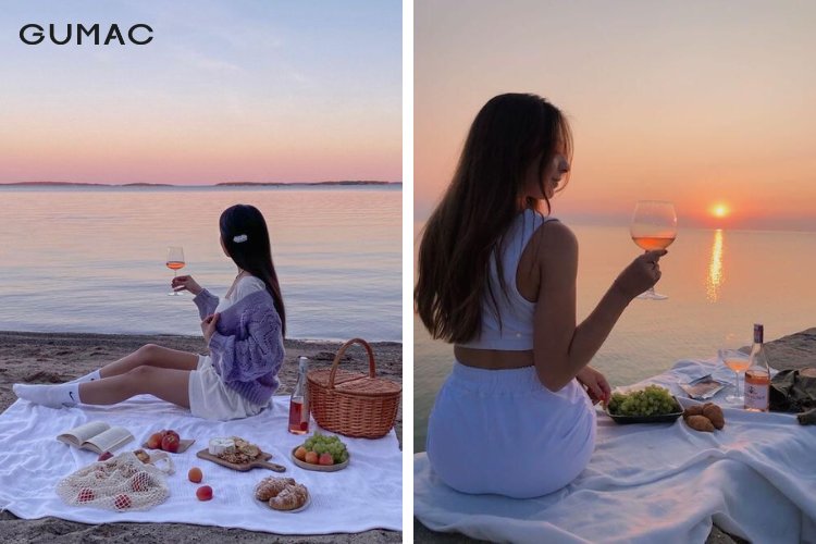 Kiểu dáng chụp picnic ở biển thơ mộng