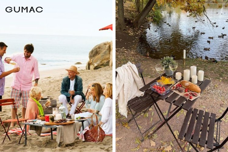 Tạo dáng chụp ảnh picnic cùng ghế xếp