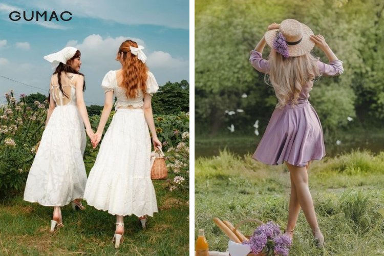 Tạo dáng chụp picnic khi đứng và bước đi