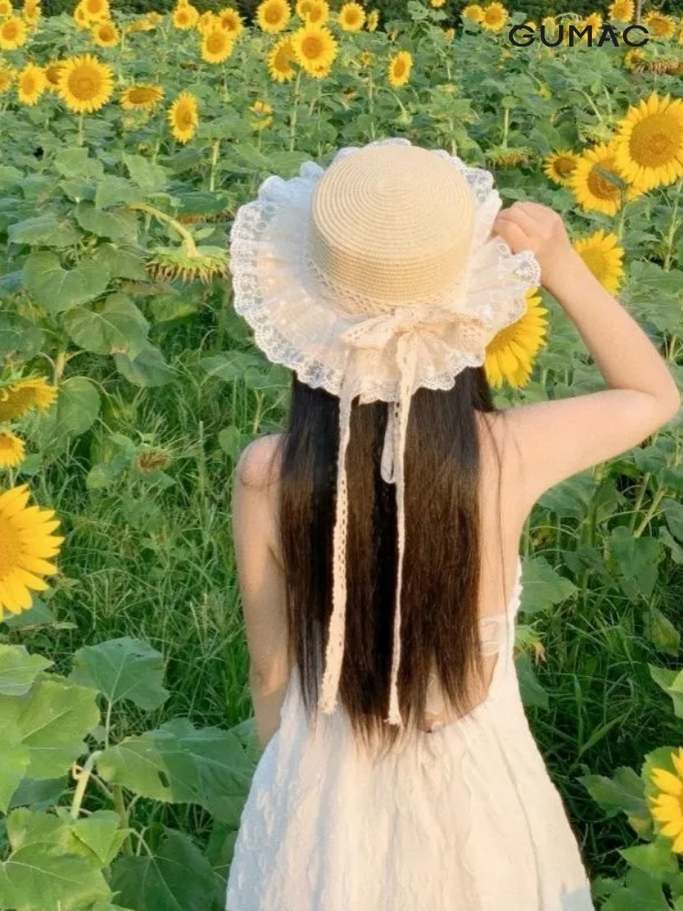 tao dang chup anh voi mu rong vanh va hoa huong duong dep