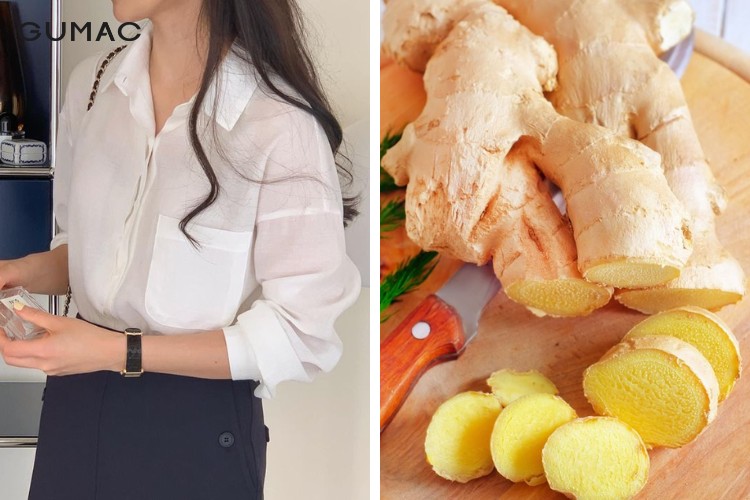 Sử dụng gừng để làm sạch vết bẩn của áo sơ mi