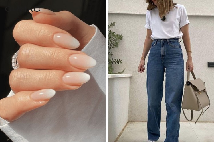 Phối đồ với màu nail bóng, trắng sữa