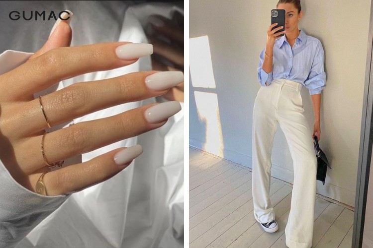 Phối đồ cùng với màu nail nude
