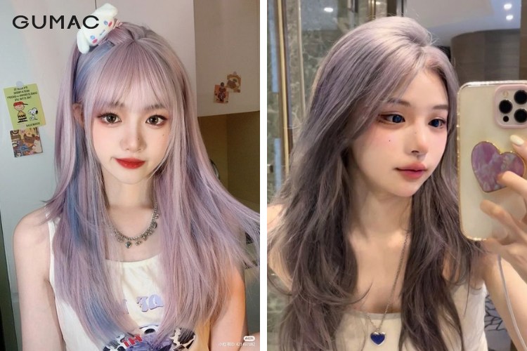Màu tóc bạch kim nữ pha ánh tím