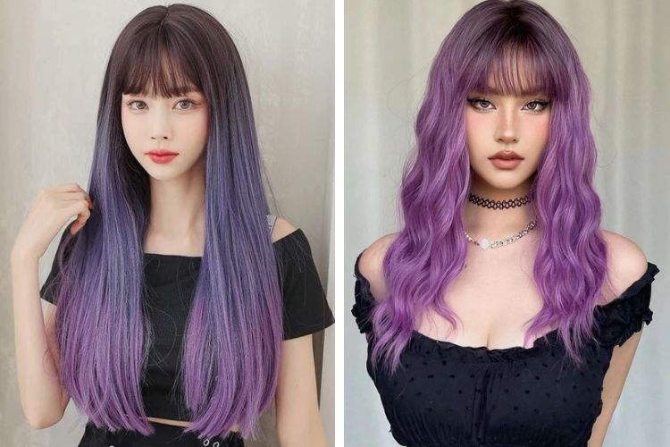 mẫu tóc màu nâu ánh tím ombre sành điệu cá tính