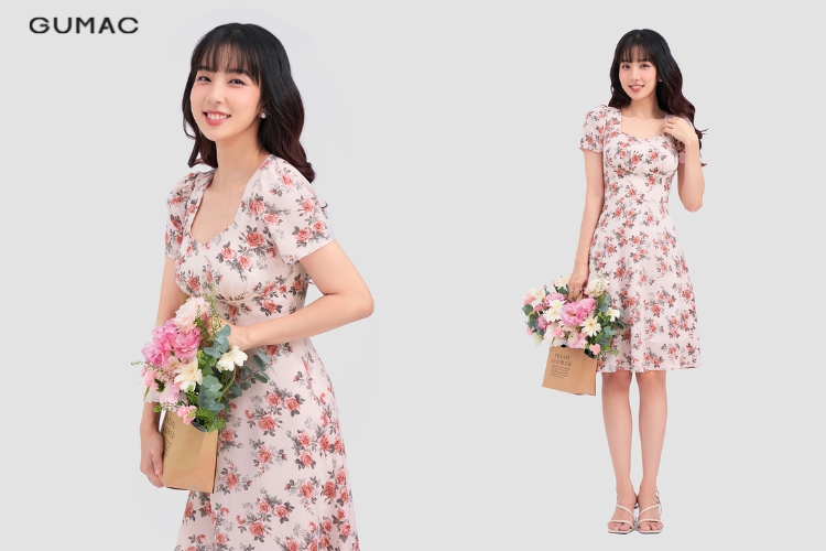 Đầm xòe hoa nhí 