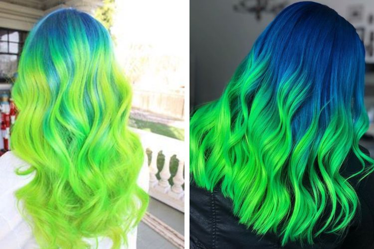 tóc xanh lá ombre