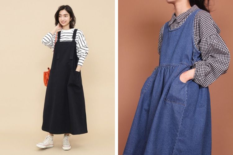 Cách phối đồ với váy yếm bò