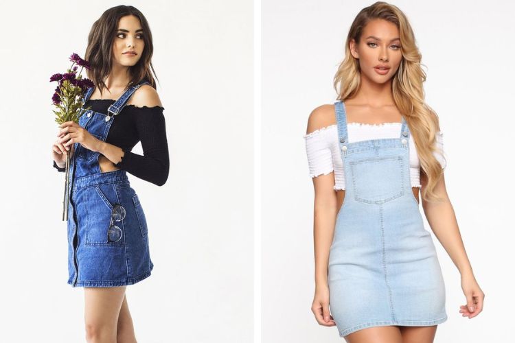 Cách phối đồ với váy yếm bò dài