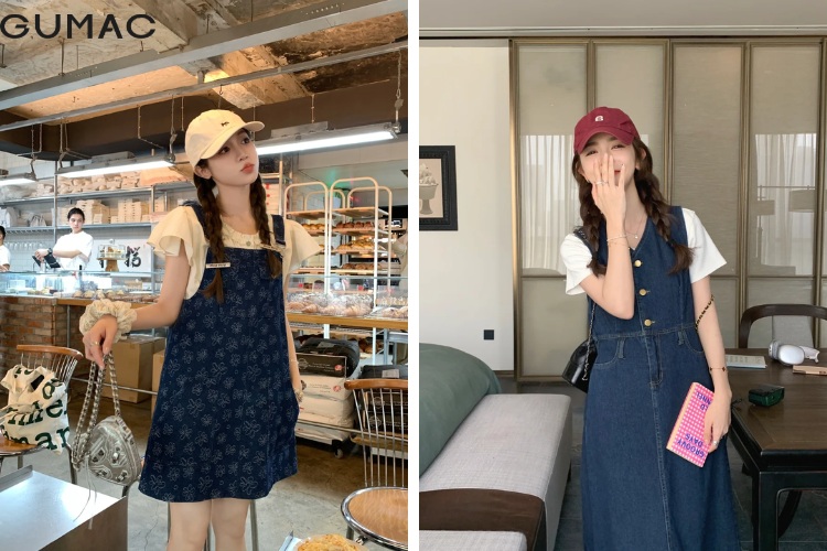 Các bước phối váy yếm jeans cực đẹp