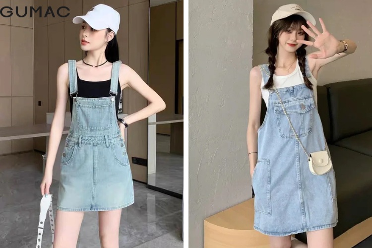 Váy yếm bò mặc với áo gì đẹp nhất