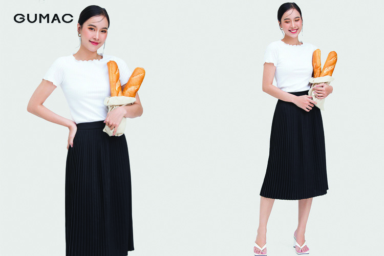 Áo phông cùng chân váy nhẹ nhàng