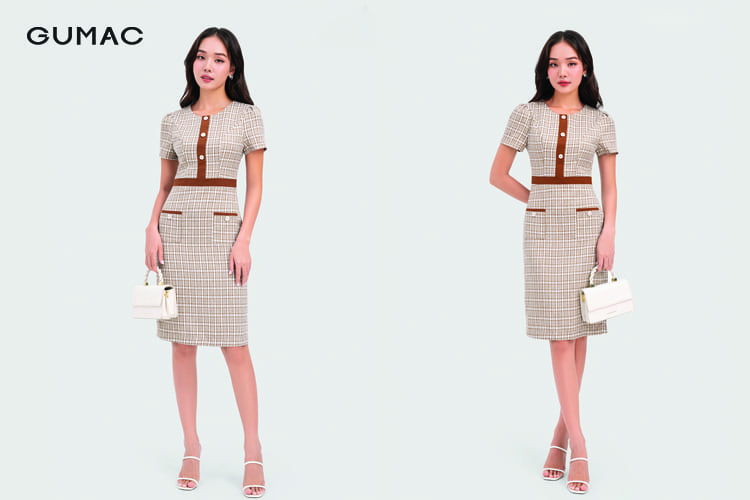 Chọn váy hoạ tiết caro