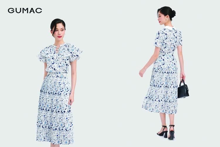 Đầm liền hoạ tiết hoa nhí