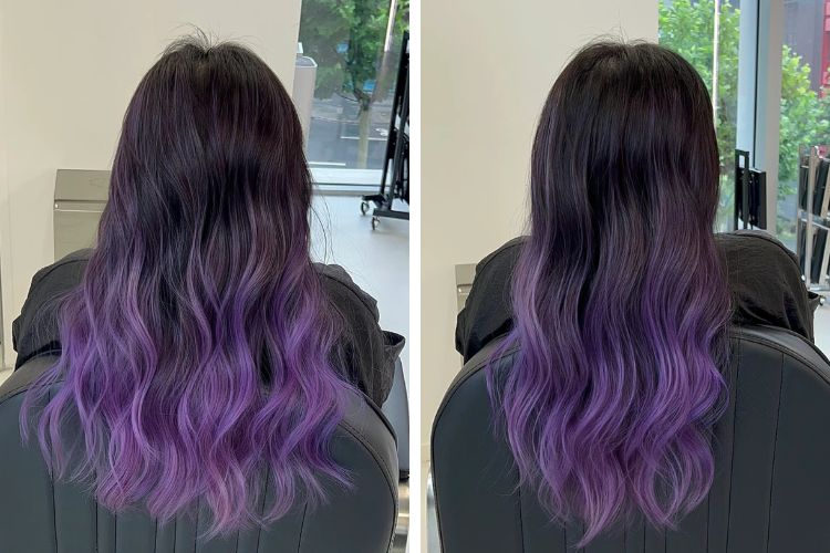 ombre an tuong voi mau nau tim than