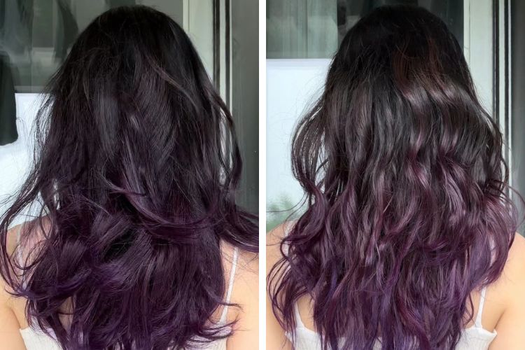 mau nau tim ombre xinh xan
