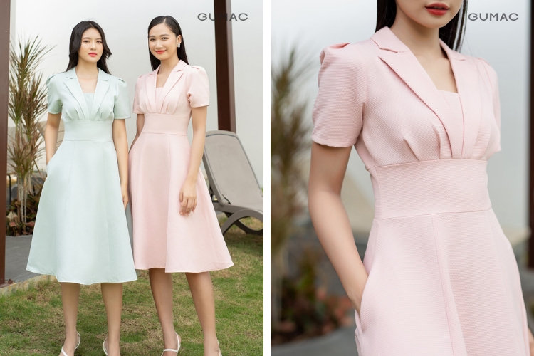 Đầm xòe cổ danton đẹp