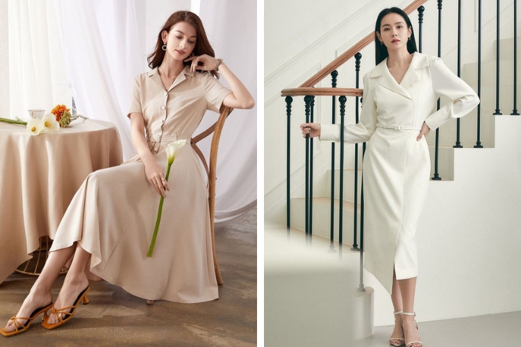 Mặc váy cổ danton đi làm