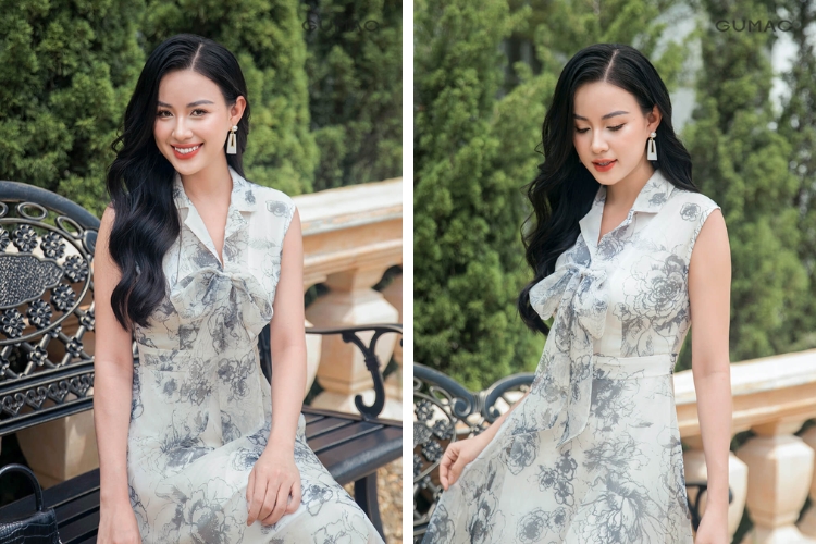 Váy đầm đẹp thời trang sát nách cổ danton