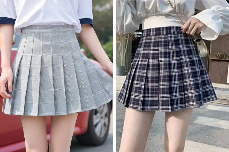 chân váy ngắn xếp ly