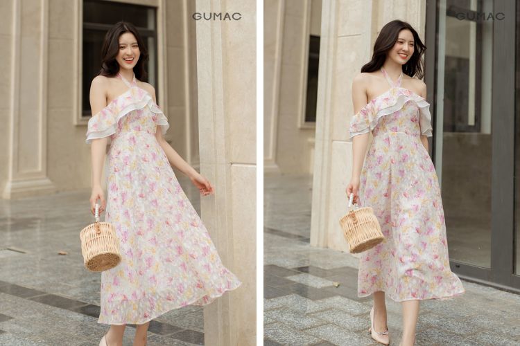 váy trung niên đẹp cổ yếm