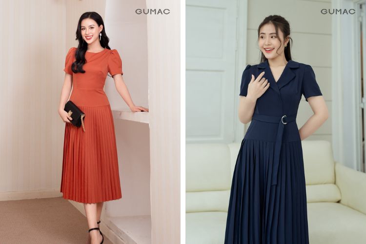Mẫu đầm suông trung niên dập ly
