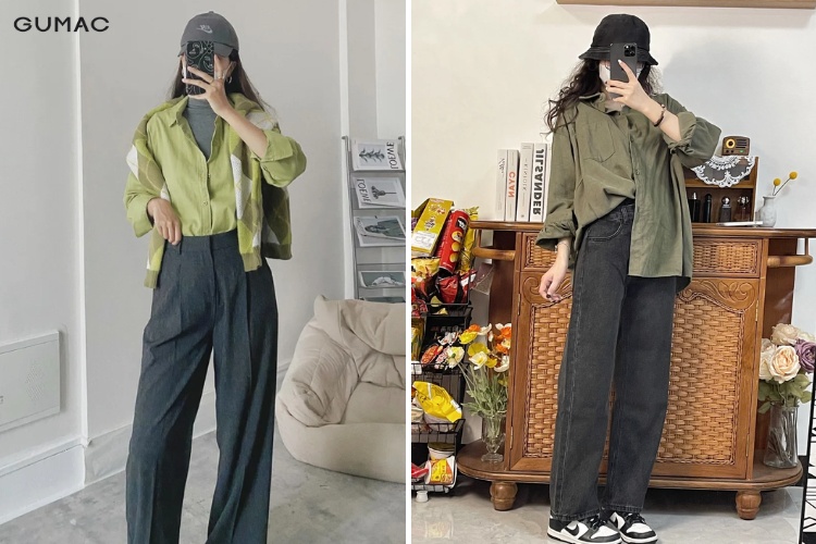 Cách phối đồ với màu xanh rêu đẹp cho nữ